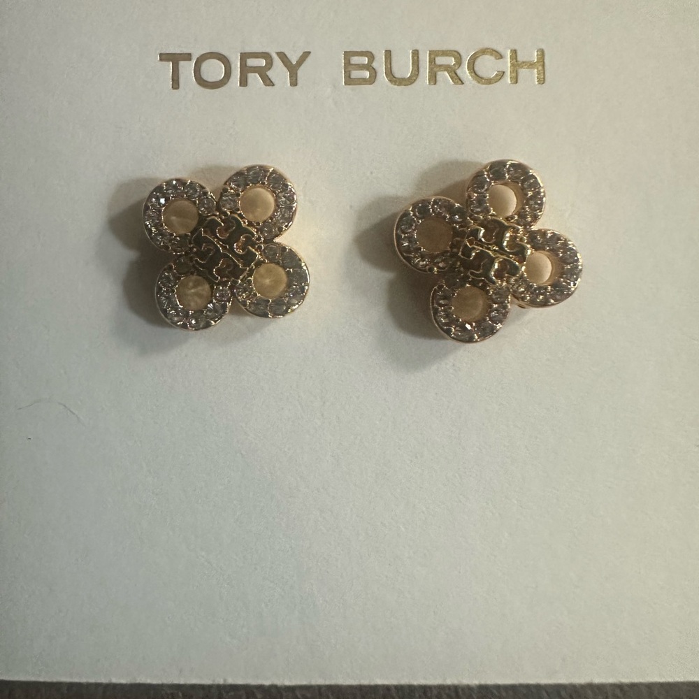 Tory Burch Gold and Silver Floral Earrings